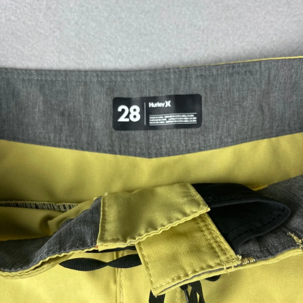 Hurley Phantom Board Shorts Mens 28 Yellow Green Chartreuse Stretch Swim Trunks